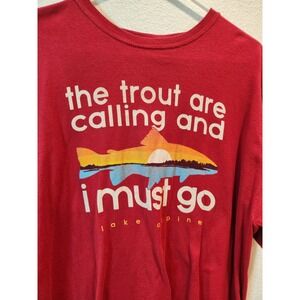 vintage Duck Co. XL Red "The Trout Are Calling" Graphic Tee – Cozy Outdoor Vibes